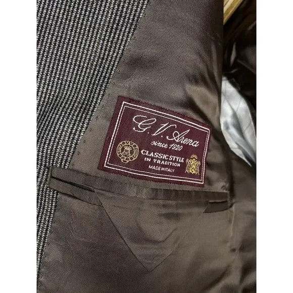 Ermenegildo Zegna Tessuto Mens Wool Three Button Sport‎ Coat Brown White 50